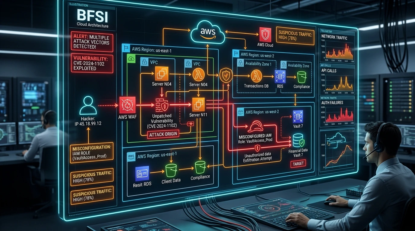 Anatomy of an AWS Cloud Misconfiguration in BFSI background