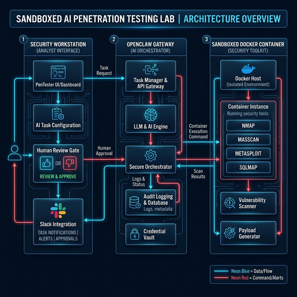 OpenClaw Sandboxed AI Pentesting Lab Reference Architecture